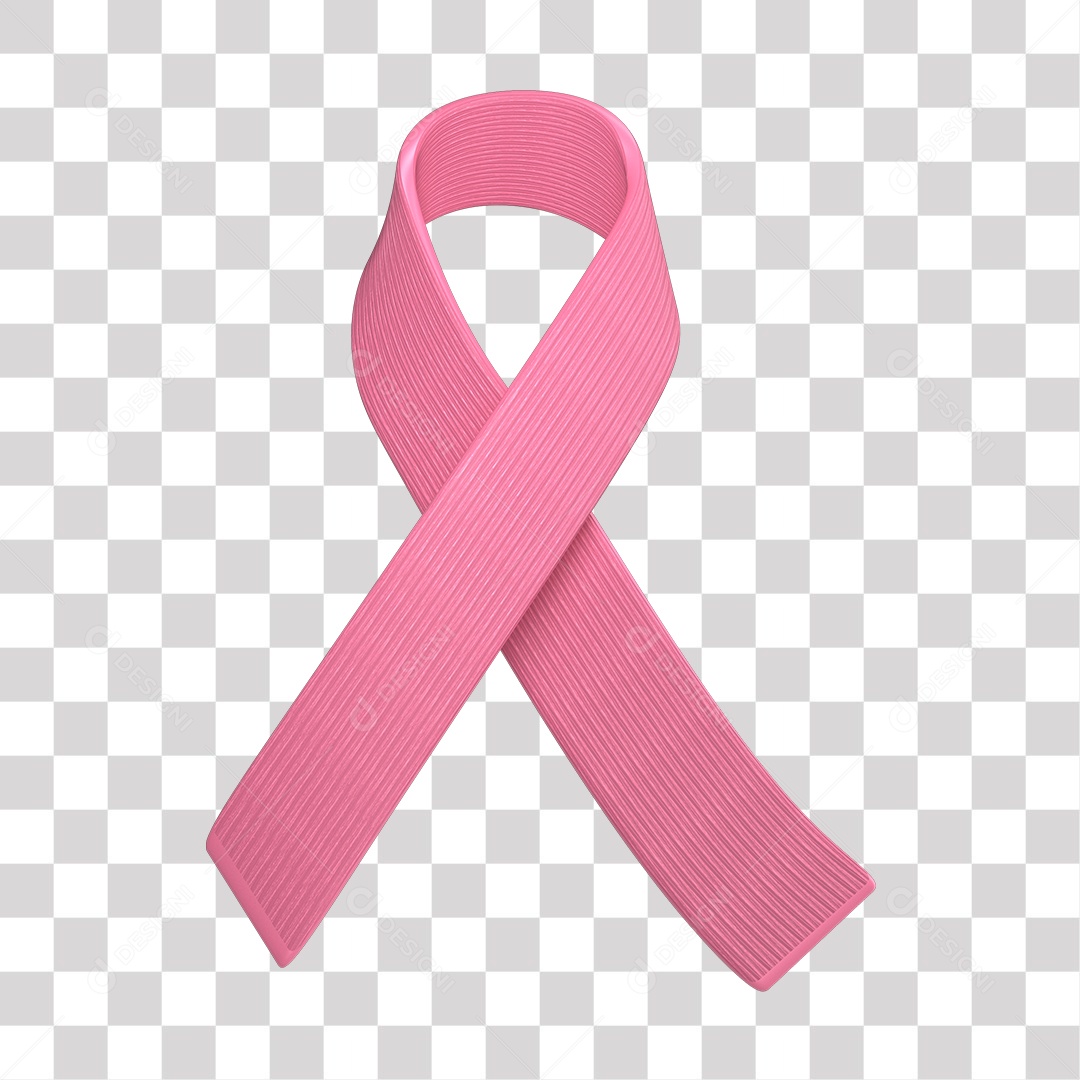 Fita 3D de Outubro Rosa Elemento para Composição PNG Transparente