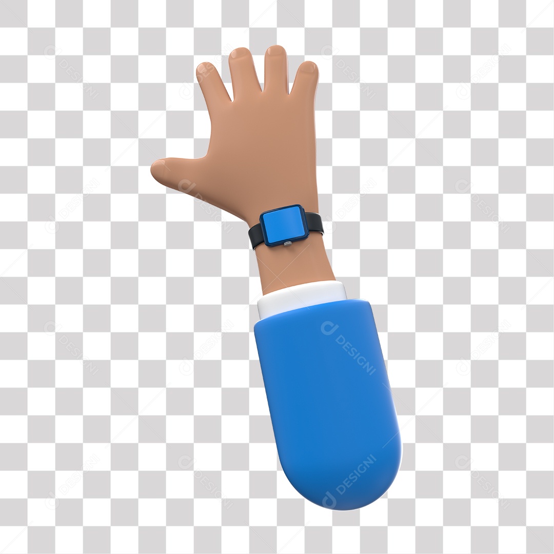Mão Levantada pra Cima 3D Elemento para Composição PNG Transparente