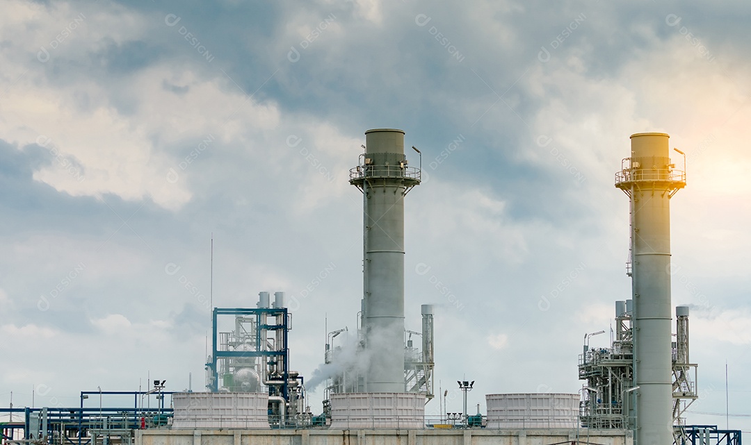 Usina elétrica de turbina a gás. Energia para a fábrica de apoio