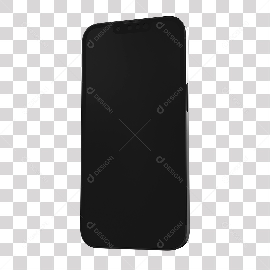 Celular Smartphone 3D Elemento para Composição PNG Transparente