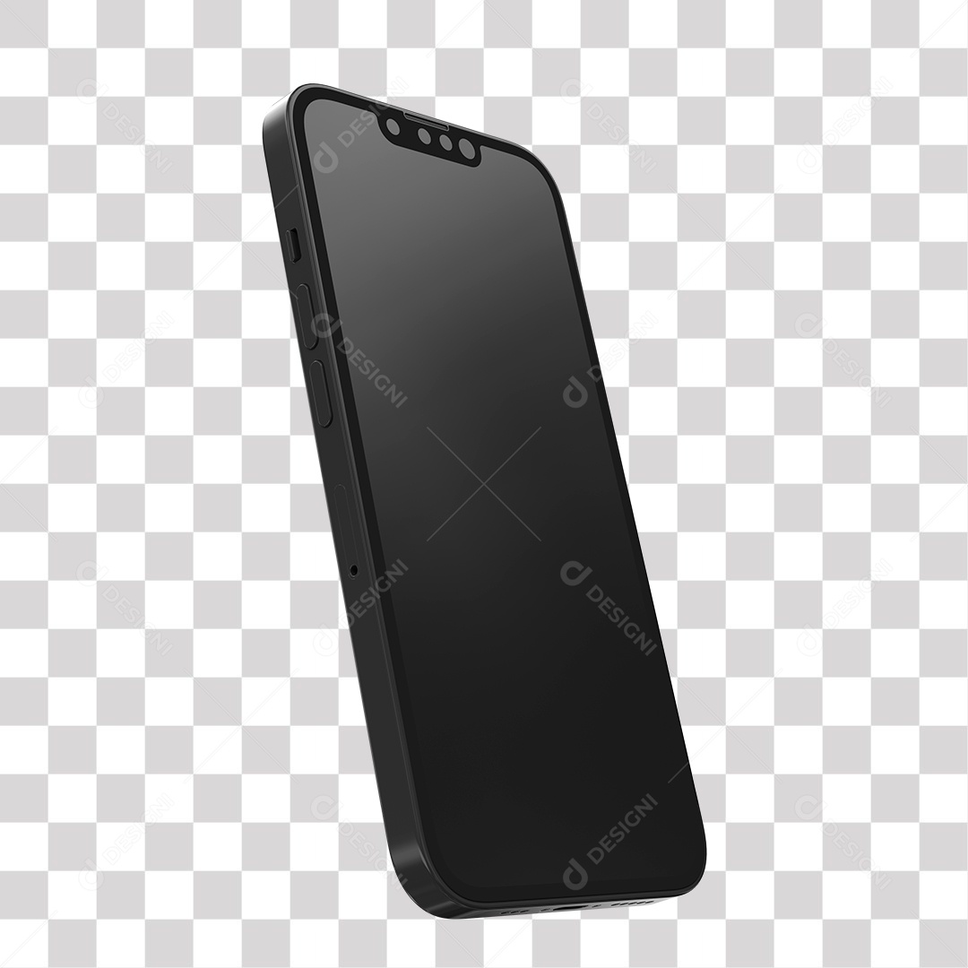 Celular Smartphone 3D Elemento para Composição PNG Transparente