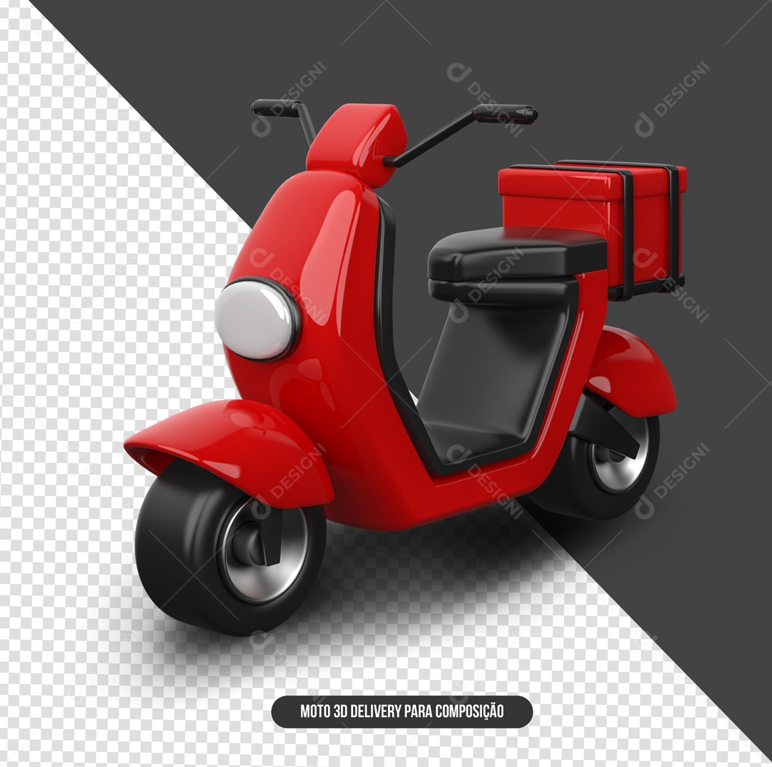 Scuter Vermelha Elemento 3D para Composição PSD