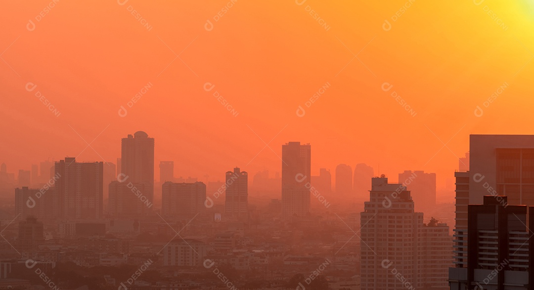Poluição do ar em Bangkok, Tailândia. Smog e poeira fina