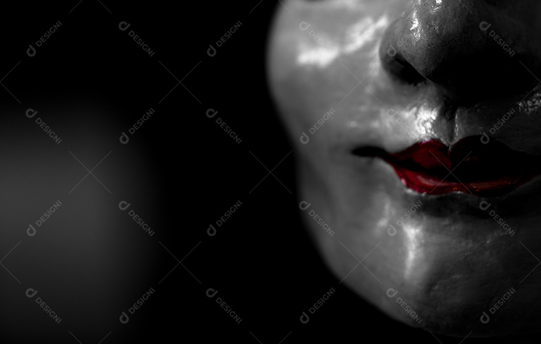 Face da estátua da mulher feita de gesso. Face da estátua da mulher