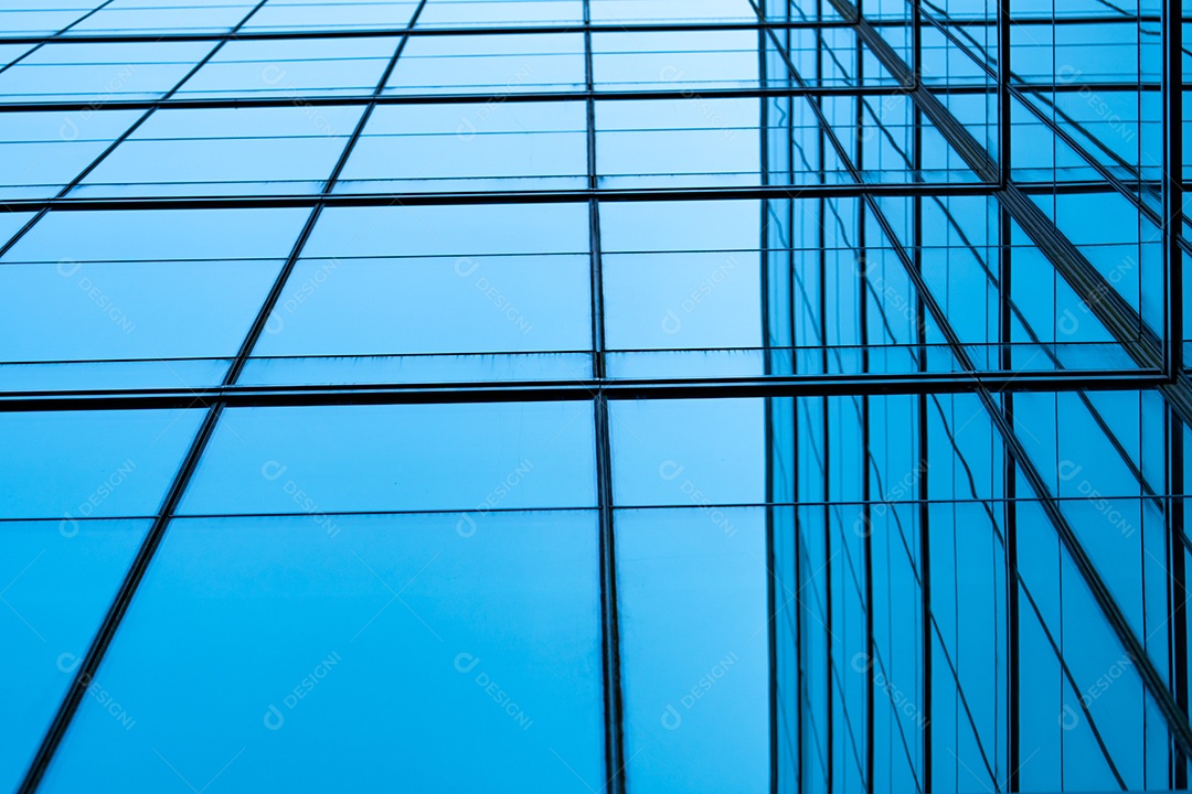 Perspectiva do moderno edifício de vidro futurista abstrato