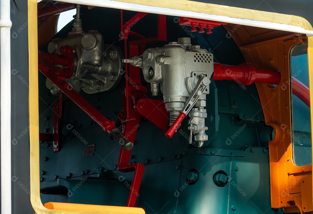 Válvula de controle closeup da locomotiva a vapor.