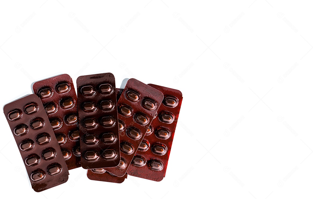 Pilha de comprimidos comprimidos medicina em blister resistente à luz