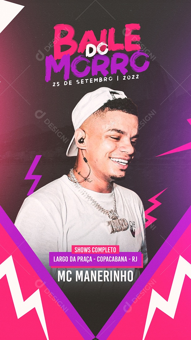 Flyer Story Baile do Morro Cantor Mc Maneirinho PSD Editável