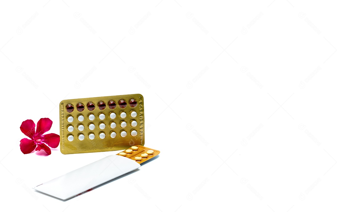 Pílulas anticoncepcionais ou pílulas anticoncepcionais com flor rosa