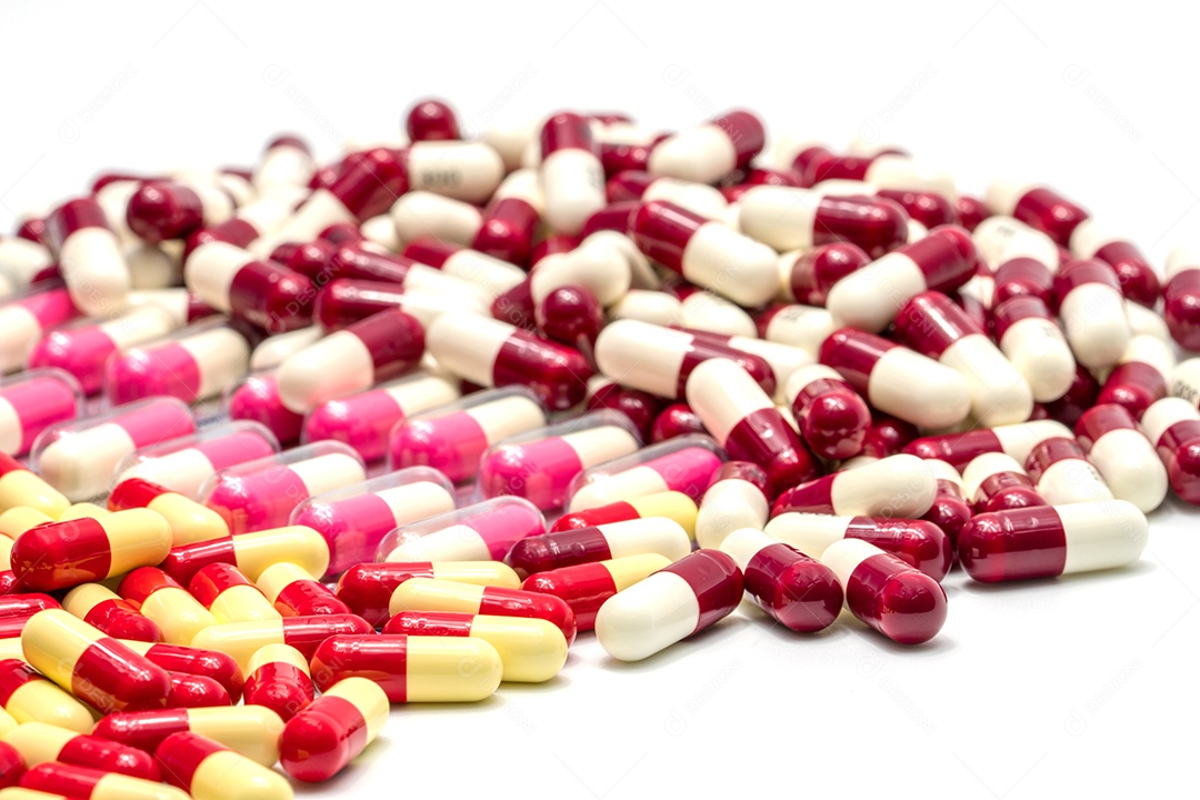 Colorido de comprimidos de cápsulas de medicamentos antibióticos, resistência a medicamentos