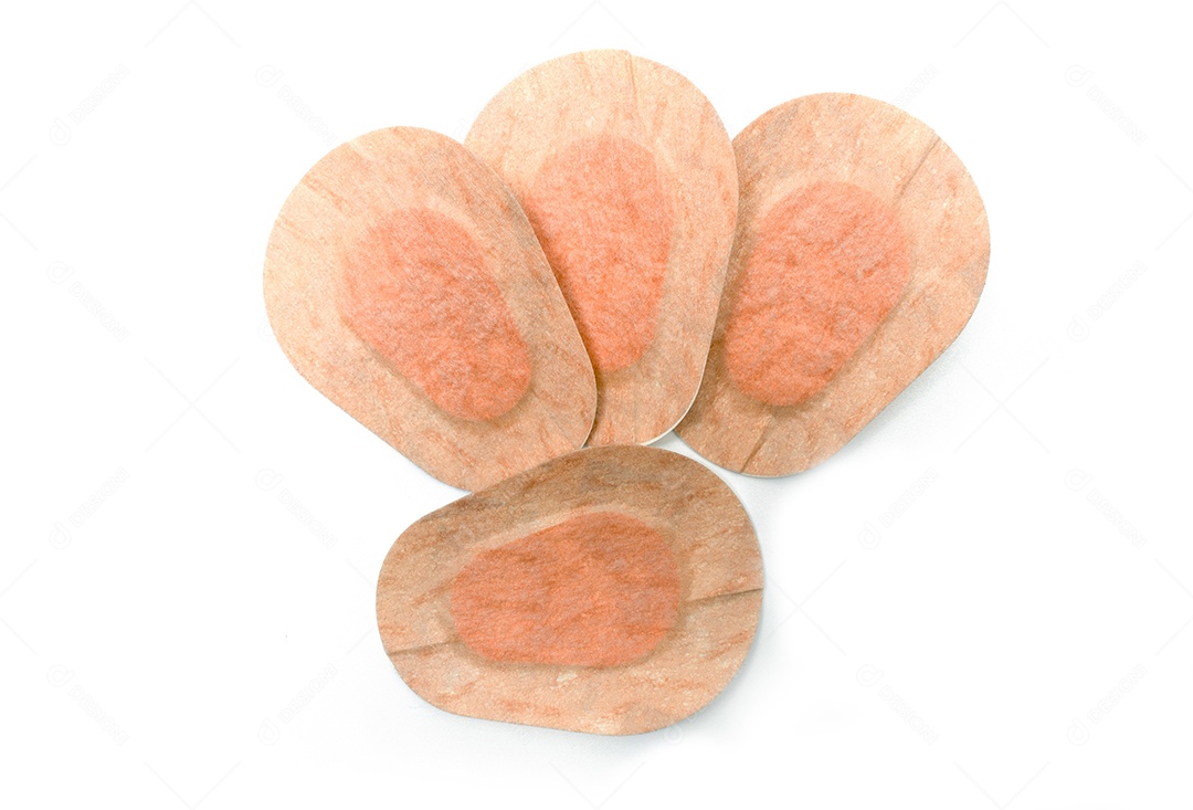 Quatro tapa-olhos ortópticos em fundo branco