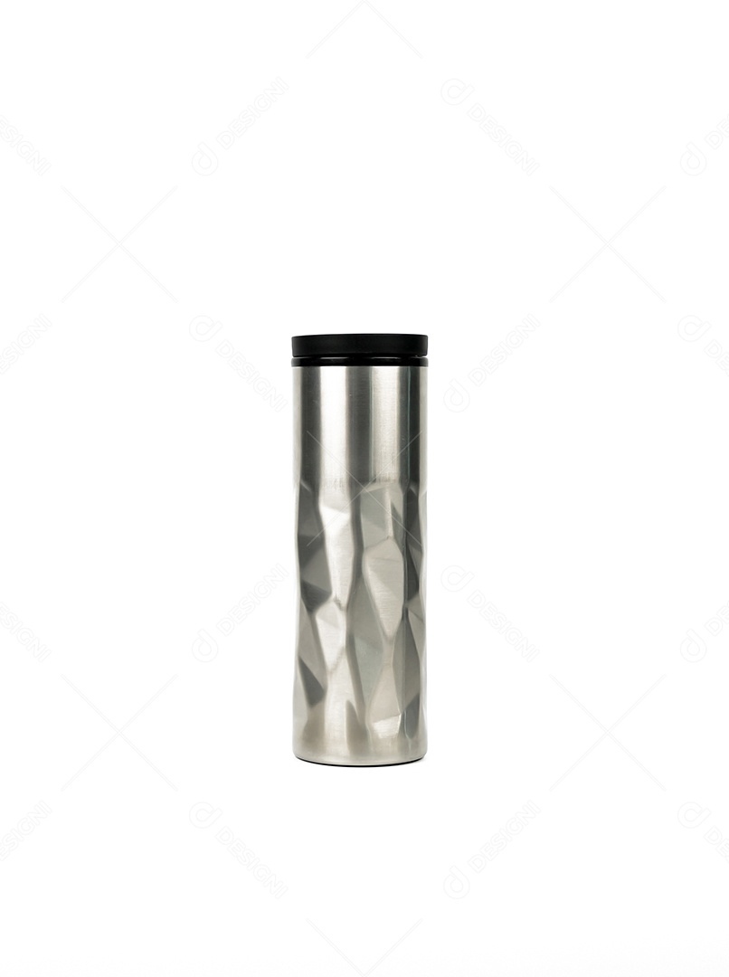 Garrafa térmica isolada no fundo branco. Reutilização de café ou chá