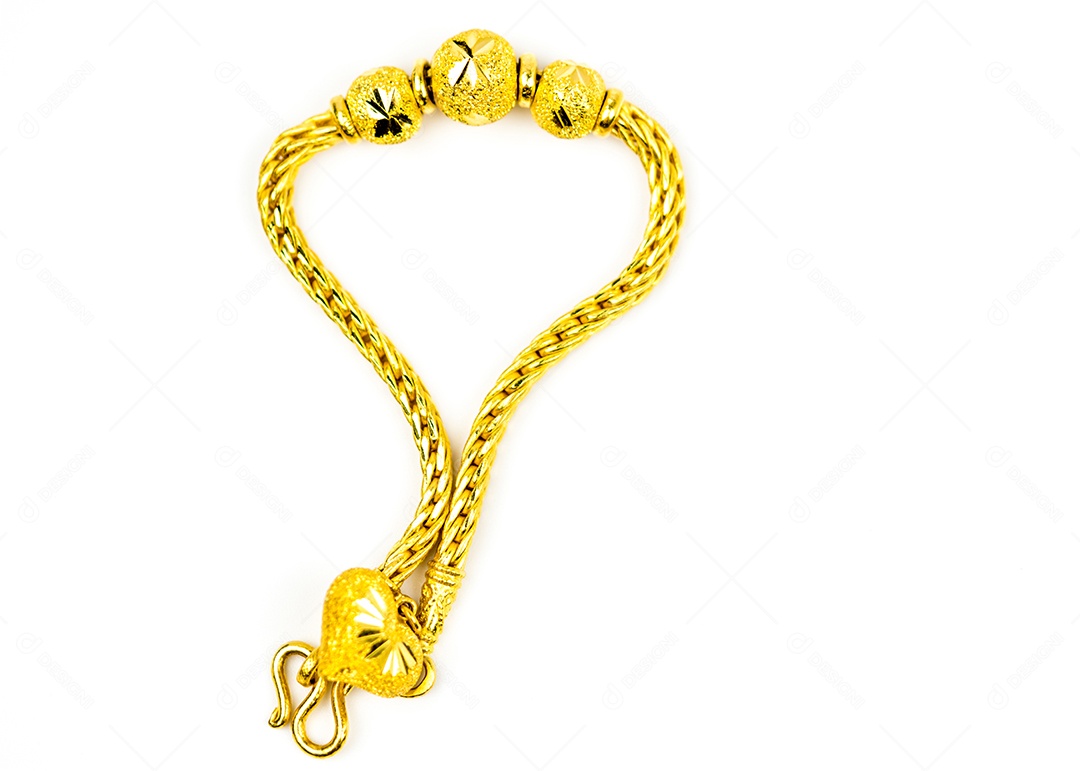 Pulseira de joias de ouro estilo tailandês isolada em fundo branco