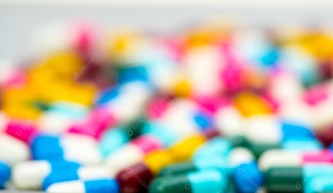 Fundo de pílulas de cápsulas de antibiótico turva