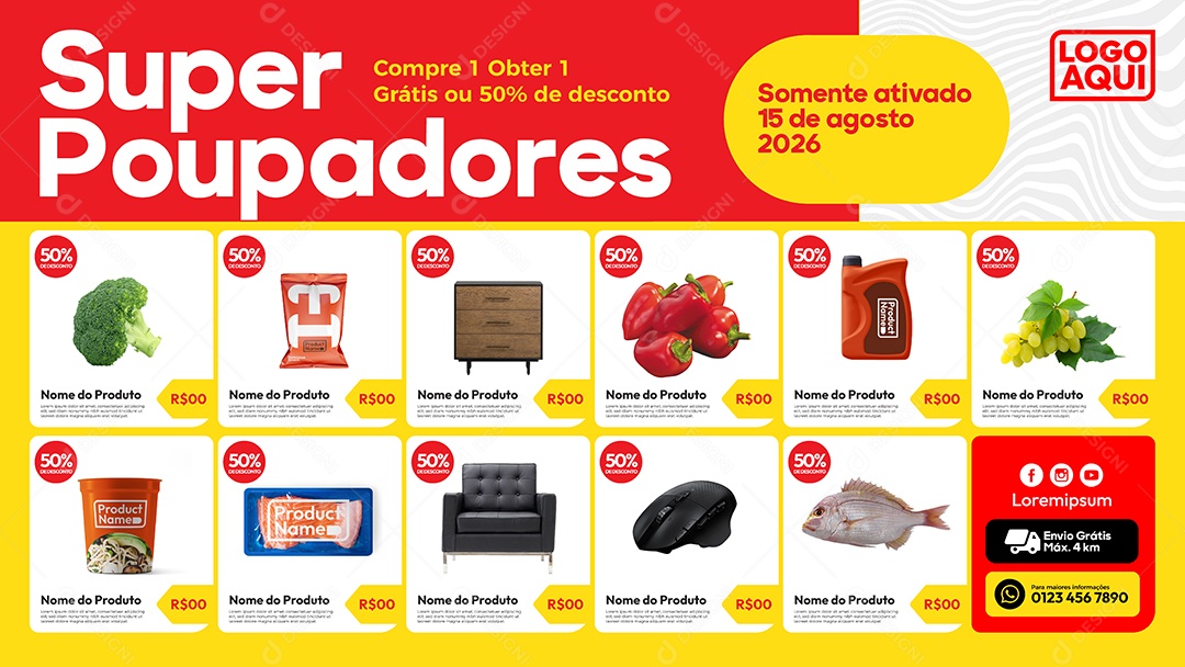 Social Media Template Banner Super Poupadores EPS Editável