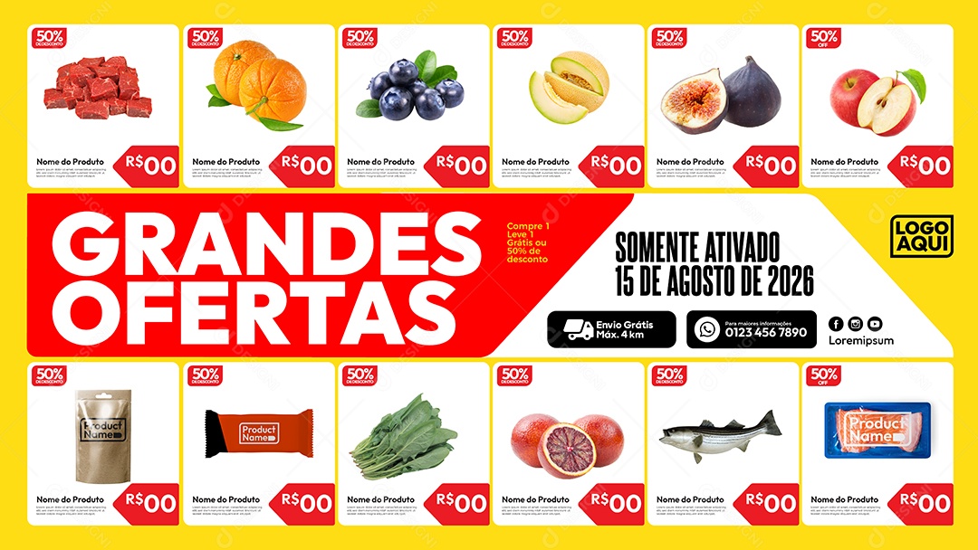 Social Media Banner Template Grande Ofertas Preço EPS Editável