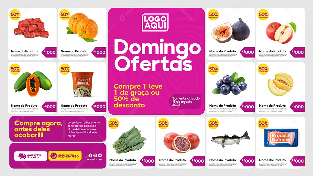 Social Media Banner Template Domingo Ofertas Frutas e Verduras EPS Editável