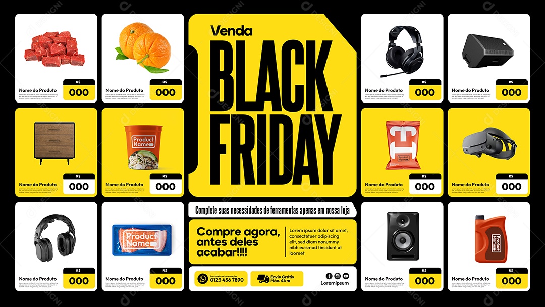 Social Media Banner Black Friday Complete Suas Necessidades EPS Editável