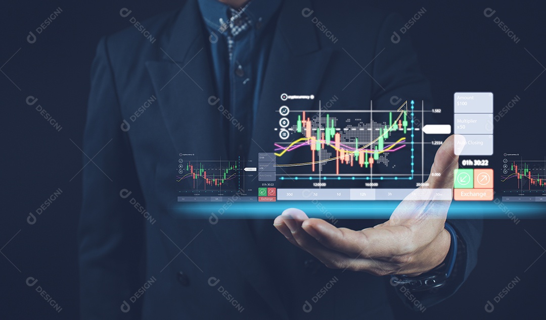 Planejamento analisar indicador e estratégia de compra e venda, marca de ações