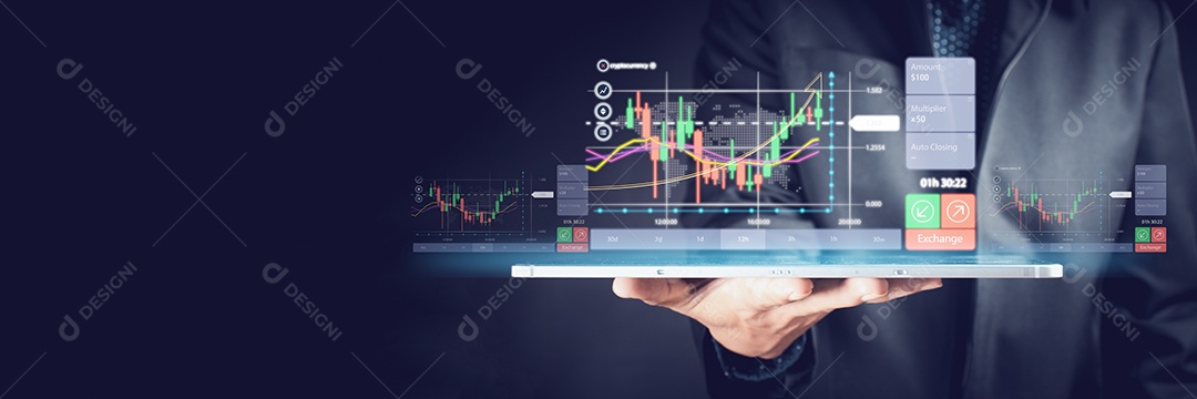 Planejamento analisar indicador e estratégia de compra e venda, marca de ações