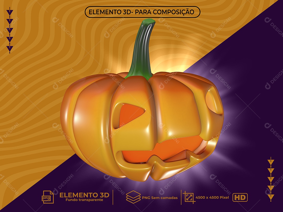 Elemento 3D Abobora De Halloween Dia Das Bruxas Feliz PSD Editável
