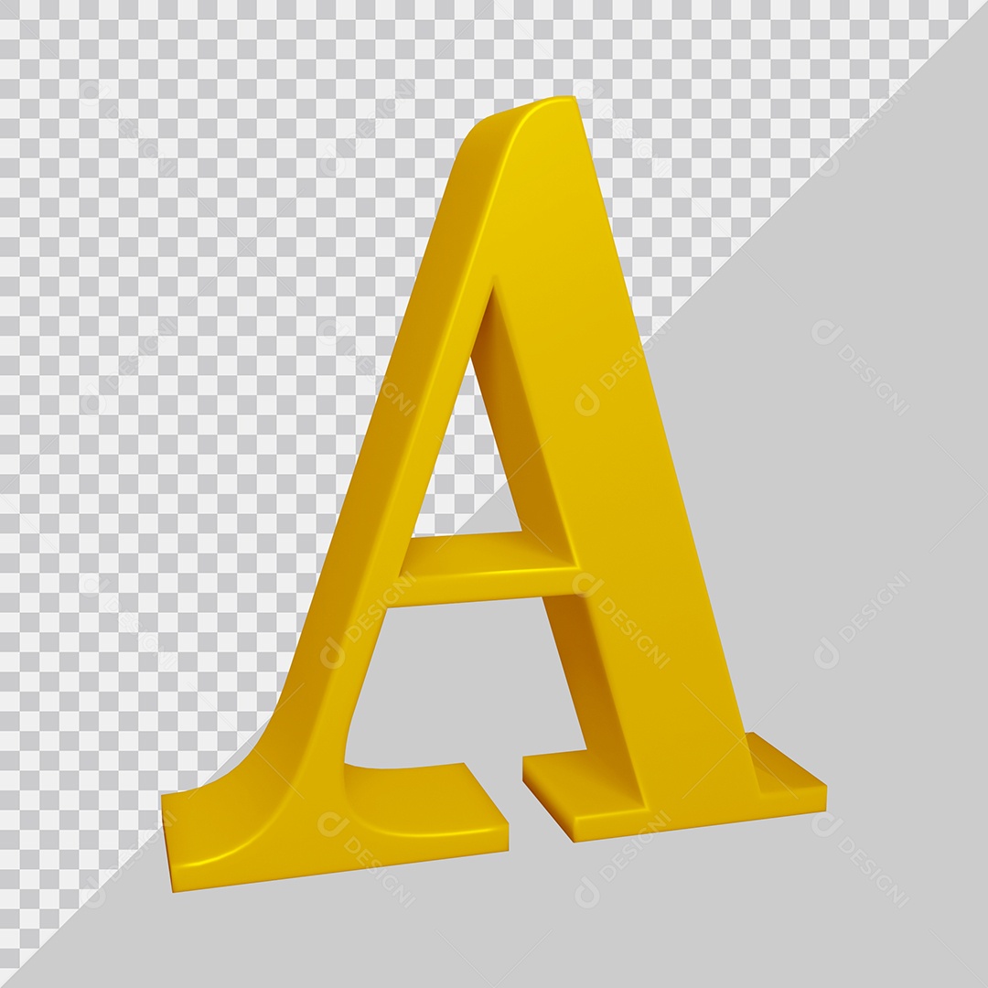 Elemento 3D Para Composição Letra A Dourado PSD