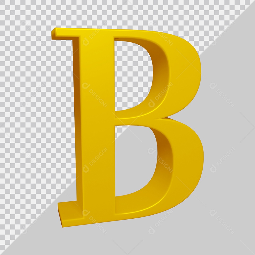 Elemento 3D Para Composição Letra B Dourado PSD