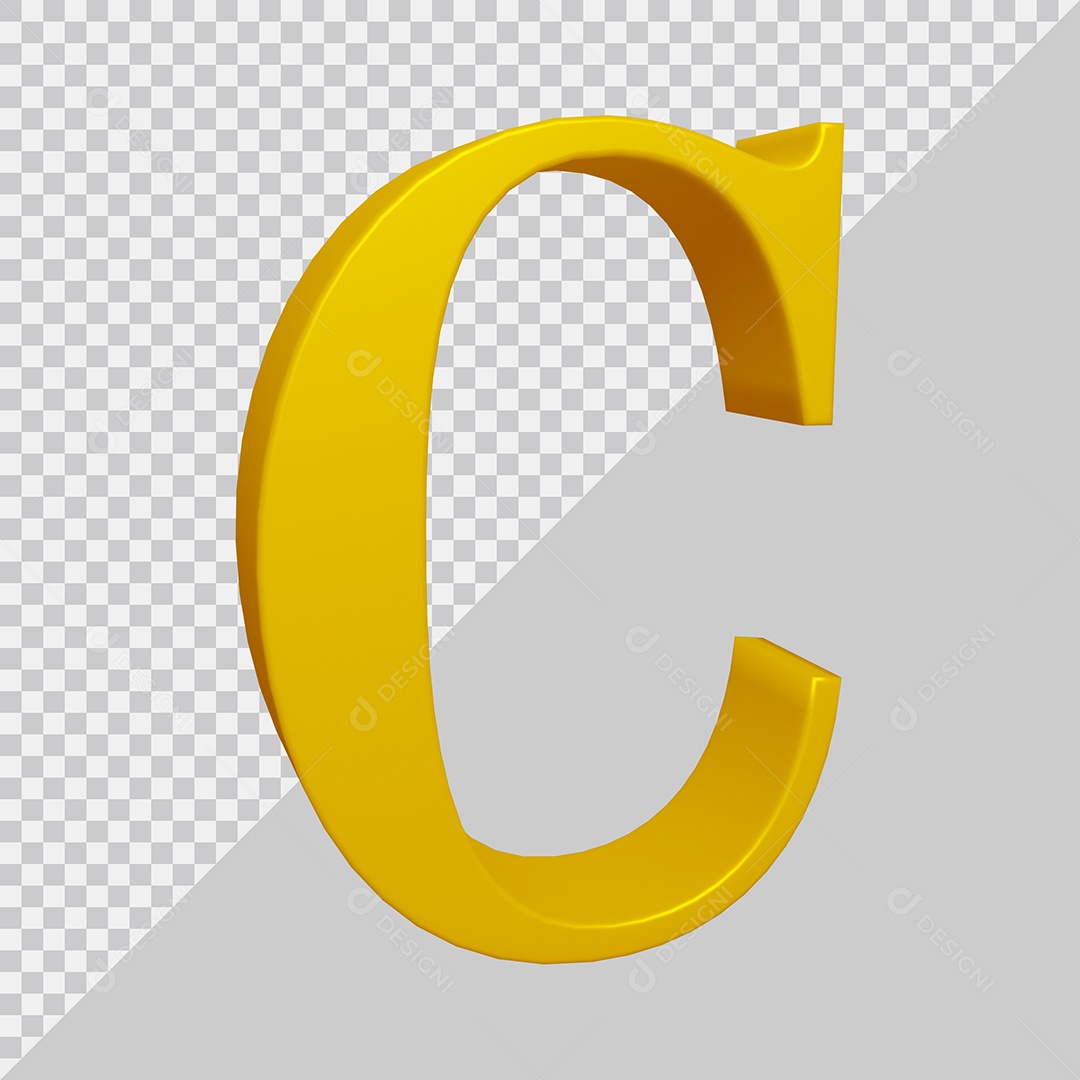 Elemento 3D Para Composição Letra C Dourado PSD