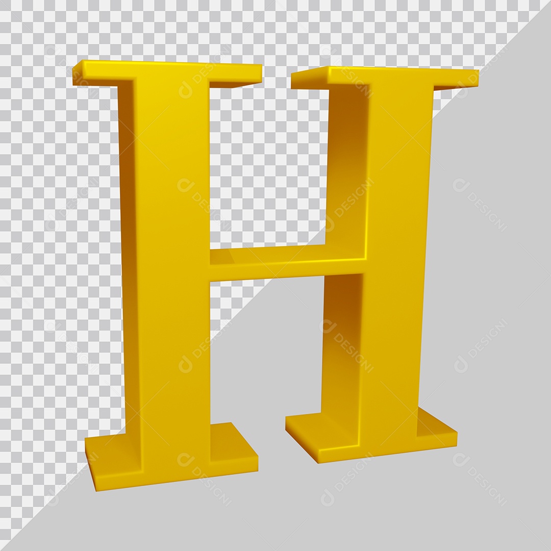 Elemento 3D Para Composição Letra H Dourado PSD