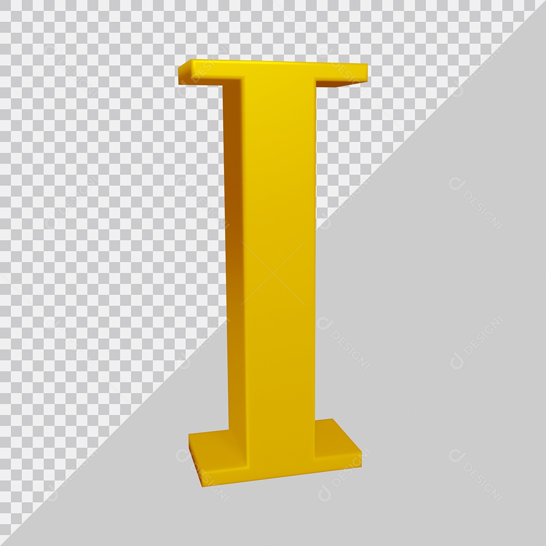 Elemento 3D Para Composição Letra I Dourado PSD