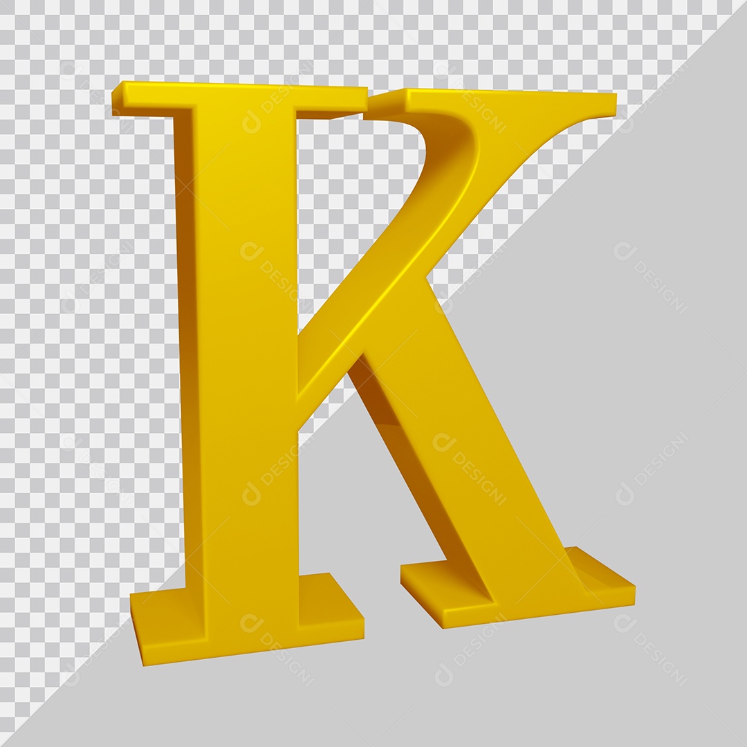 Elemento 3D Para Composição Letra K Dourado PSD