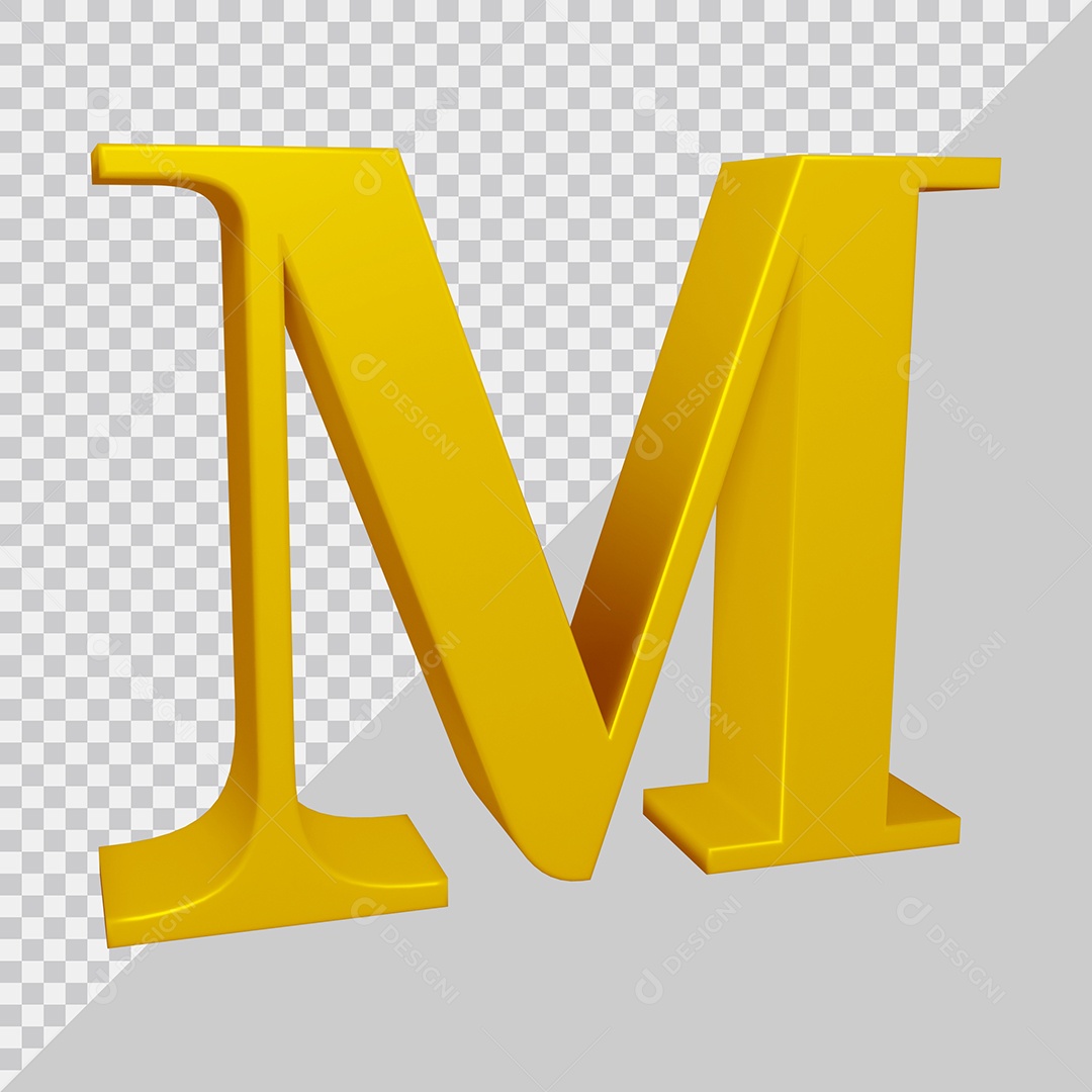 Elemento 3D Para Composição Letra M Dourado PSD