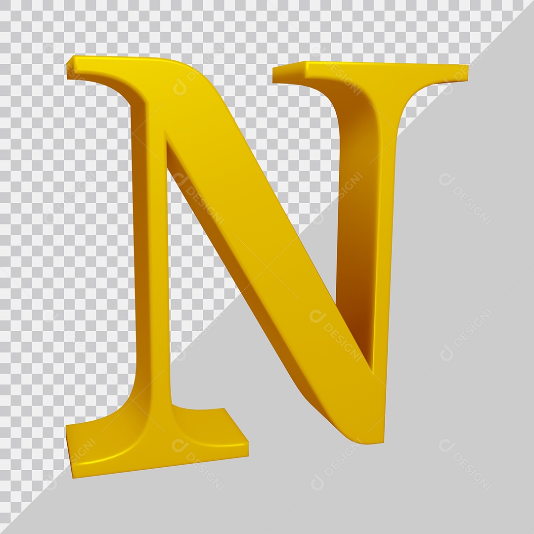 Elemento 3D Para Composição Letra N Dourado PSD