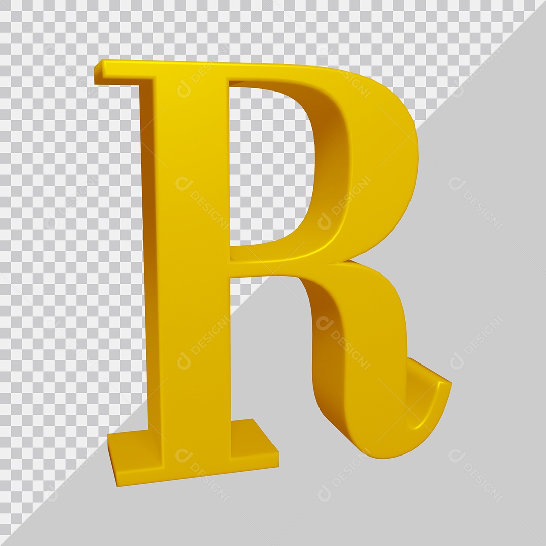 Elemento 3D Para Composição Letra R Dourado PSD