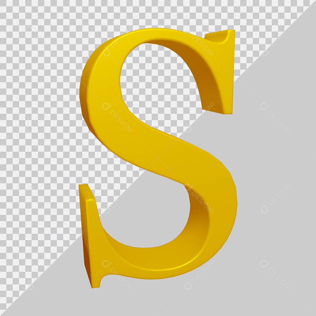 Elemento 3D Para Composição Letra S Dourado PSD