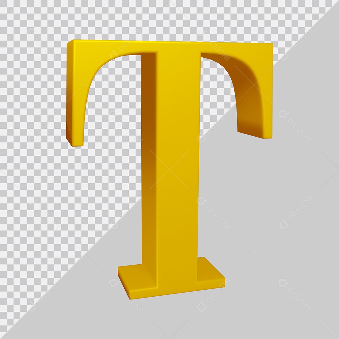 Elemento 3D Para Composição Letra T Dourado PSD