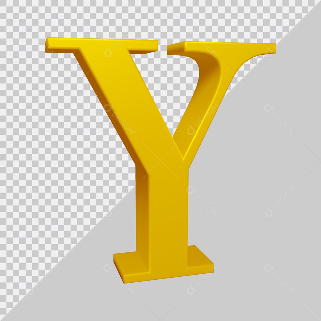 Elemento 3D Para Composição Letra Y Dourado PSD