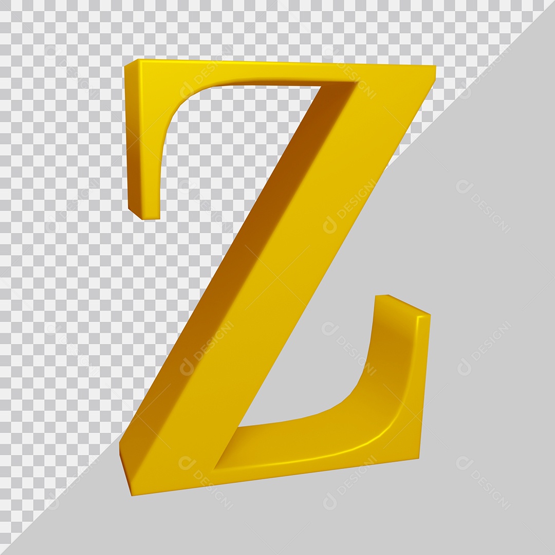 Elemento 3D Para Composição Letra Z Dourado PSD