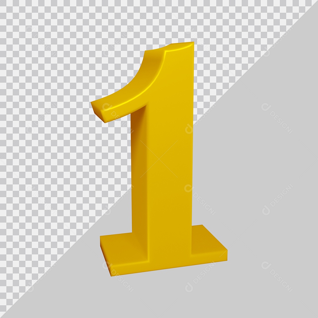 Elemento 3D Para Composição Número 1 Dourado PSD