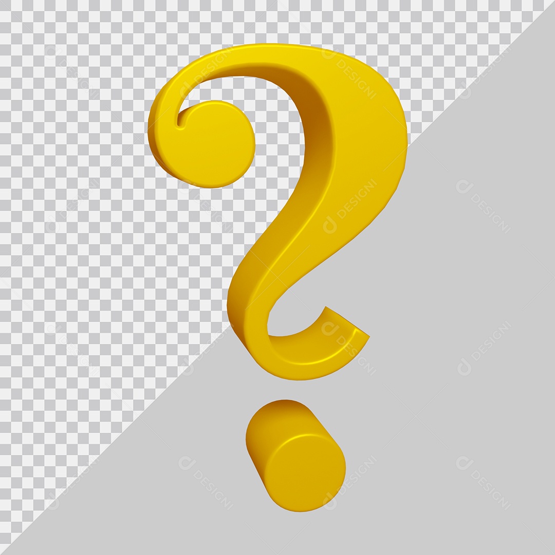 Elemento 3D Para Composição Símbolo de ponto de interrogação Dourado PSD