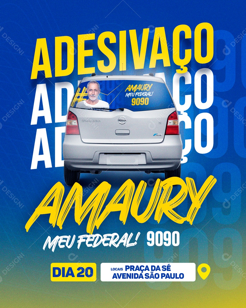 Adesivação Amaury Meu Deputado Social Media PSD Editável