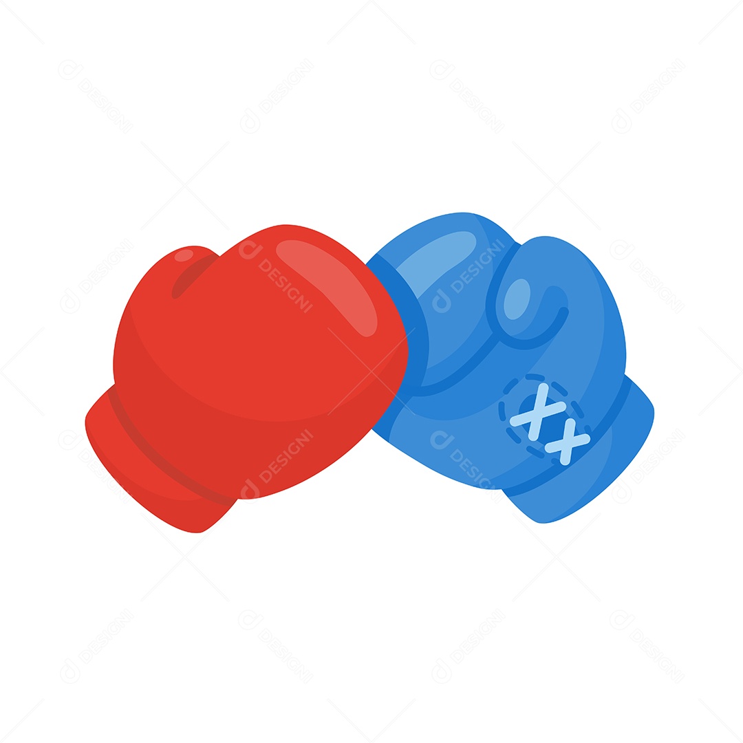 Luvas De Boxe Vermelha e Azul Desenho Vetor EPS