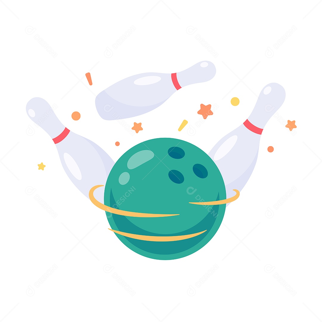 Bola De Boliche e Pinos Desenho Vetor EPS