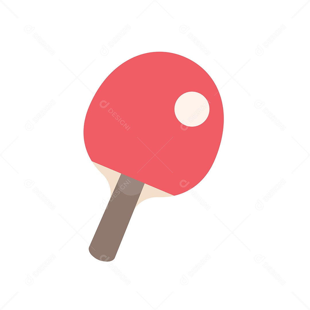 Raquete Vermelha e Bolinha Branca De Tênis De Mesa Desenho Vetor EPS