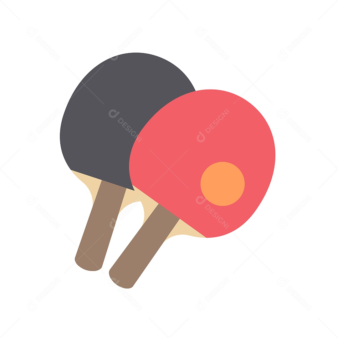 Raquetes Preta e Vermelha e Bolinha Laranjada De Tênis De Mesa Desenho Vetor EPS
