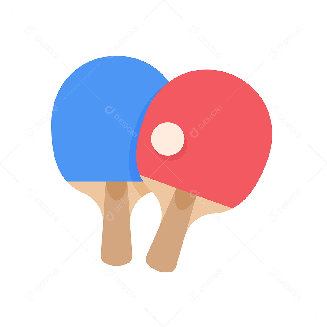 Raquetes Vermelha e Azul e Bolinha De Tênis De Mesa Desenho Vetor EPS