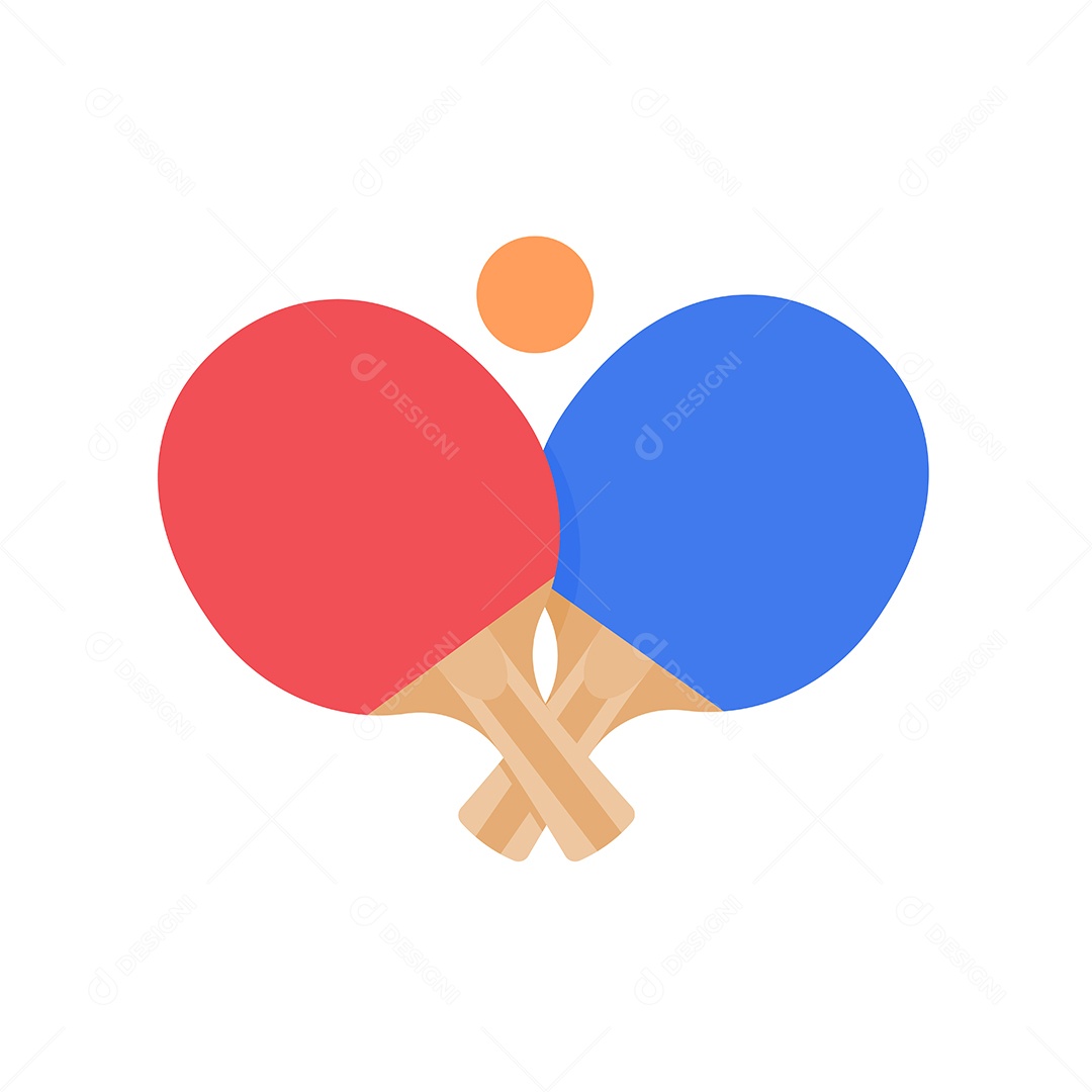 Raquetes Vermelha e Azul e Bolinha De Tênis De Mesa Desenho Vetor EPS
