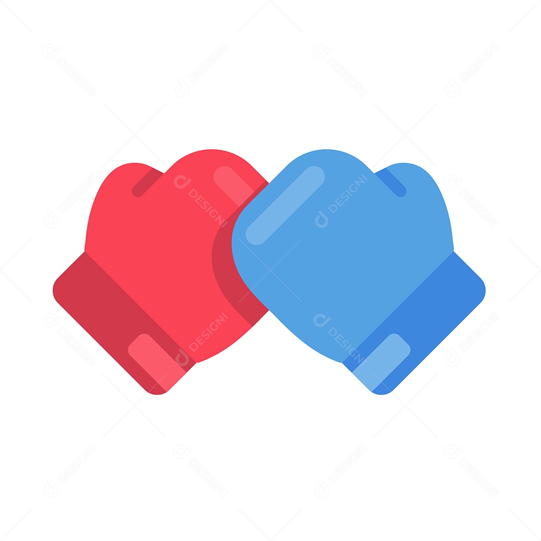 Luvas De Boxe Vermelho e Azul Desenho Vetor EPS