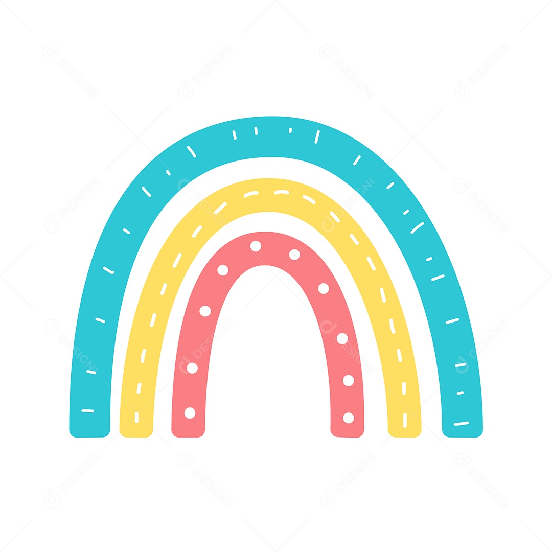 Arco Íris Coloridos Com Simples No Estilo Boho Vetor EPS