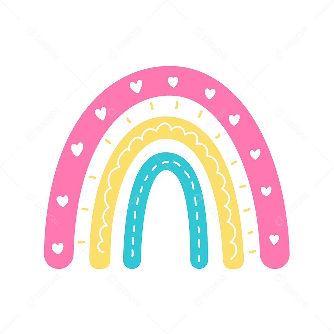 Arco Íris Coloridos Com Simples No Estilo Boho Vetor EPS